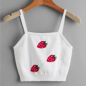 SHEIN Knit Strawberry Cropped Cami Top